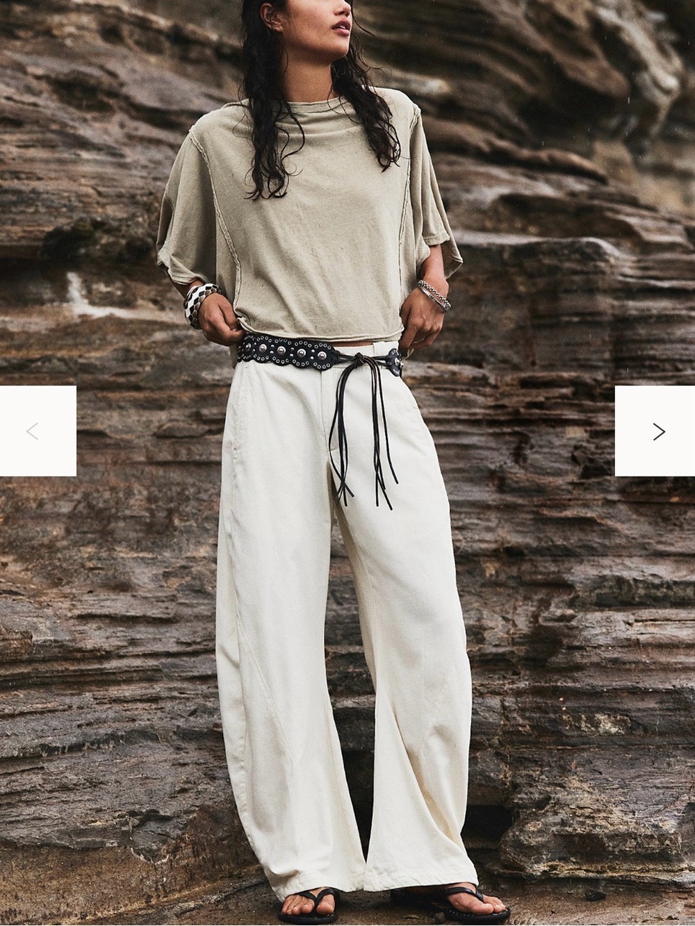 Free People Spotlight Washed Barrel Chino Trousers Size 6 Tofu NWT